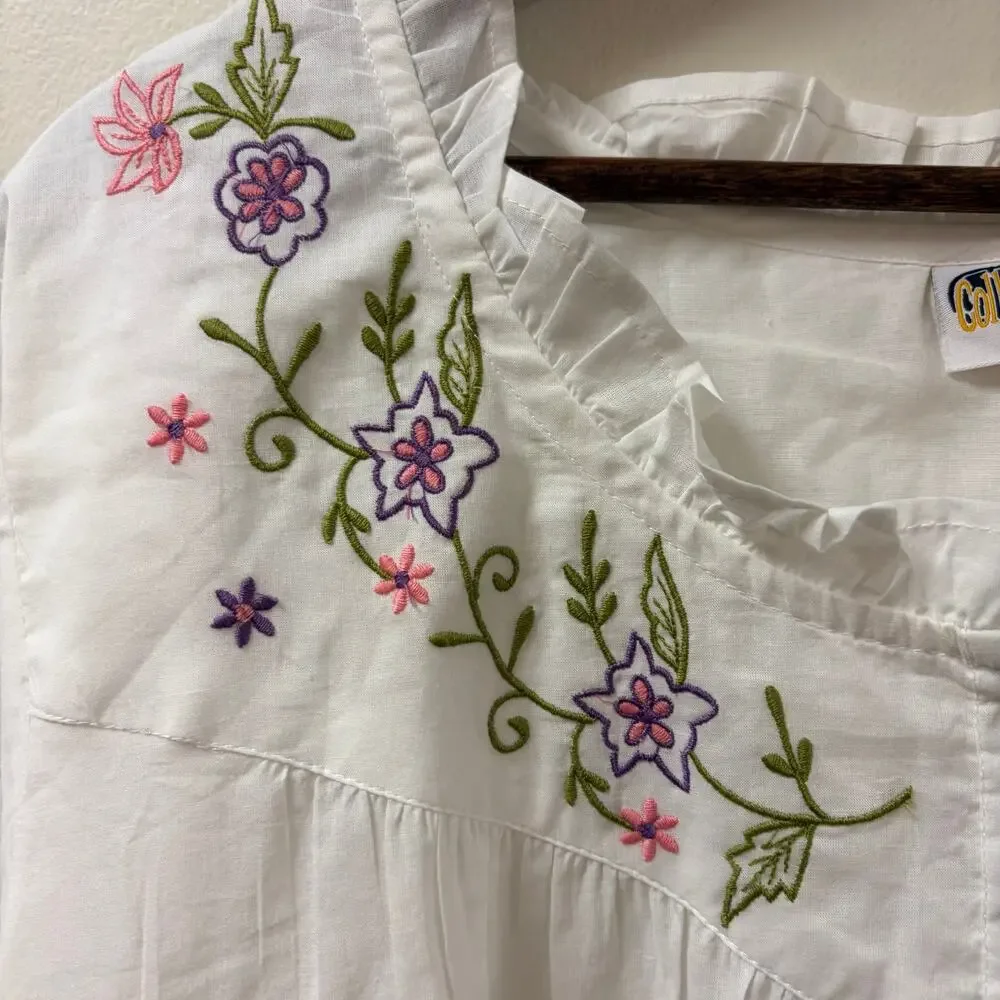 Floral Embroidered 100% Cotton Nightgown Pockets Boho PrairieCore Victorian XXL